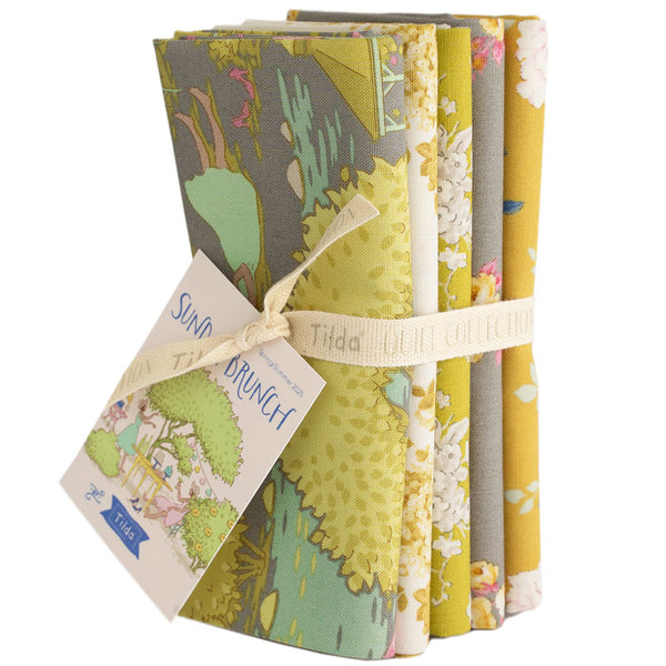 "Sunday Brunch"-  Tilda 5 piece GreyYellow Fat Quarter Bundle