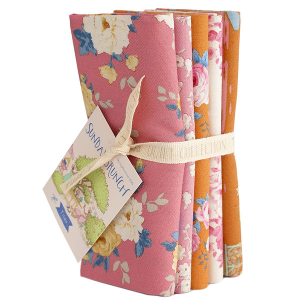 "Sunday Brunch"-  Tilda 5 piece Pink/Ginger Fat Quarter Bundle