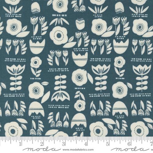 "Folk Lore"-Posy Plot Teal by Fancy That Design House for Moda