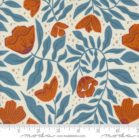 "Folk Lore"-Dancing Flowers Eggshell by Fancy That Design House for Moda