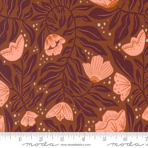 "Folk Lore"-Dancing Flowers Rust by Fancy That Design House for Moda