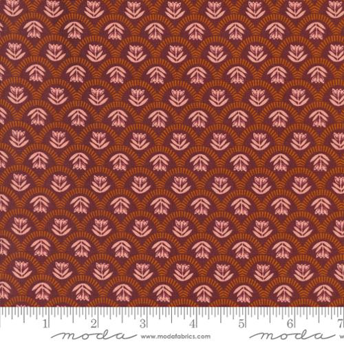 "Folk Lore"-Scallop Story Burgundy by Fancy That Design House for Moda