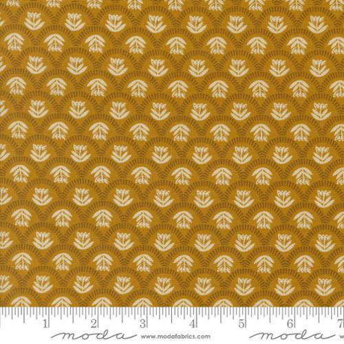 "Folk Lore"-Scallop Story Caramel by Fancy That Design House for Moda