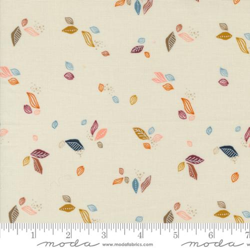 "Folk Lore"-Leaf Twirl Eggshell by Fancy That Design House for Moda