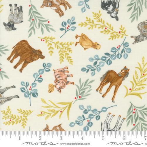 "Willow's Farm"-Farm Animals All Over Cloud by Deb Strain for Moda