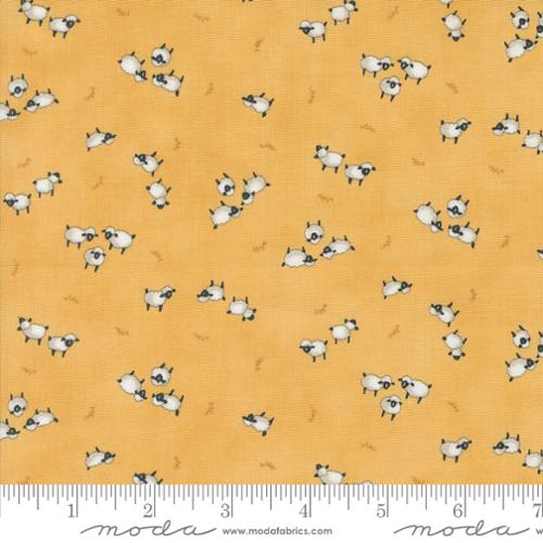 "Willow's Farm"-Sheeps In The Pasture Goldenrod by Deb Strain for Moda