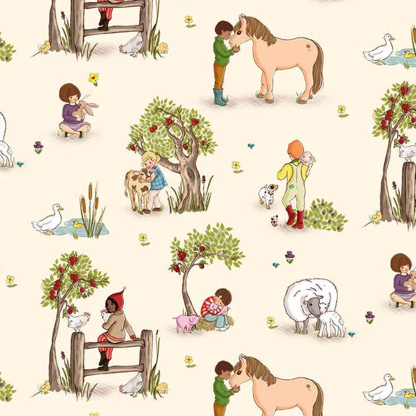 "Farm Days"  FARM HUGS CREAM from Michael Miller Fabrics