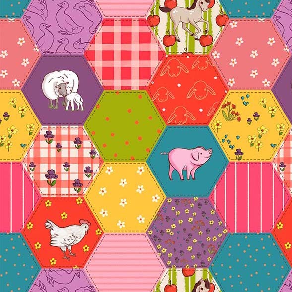 "Farm Days"  FARM PATCHWORK MULTI from Michael Miller Fabrics