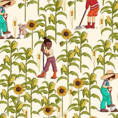 "Farm Days"  SUNFLOWER AND FARMERS CREAM from Michael Miller Fabrics