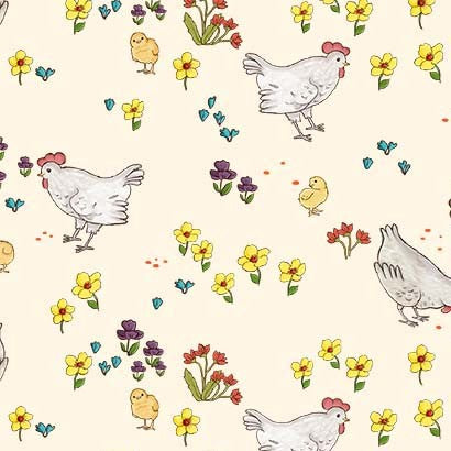 "Farm Days"  CHICKEN FARM CREME from Michael Miller Fabrics